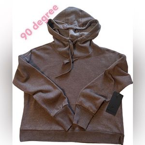 🆕 90 Degree by Reflex Womens Brown Fitness Running Yoga Hoodie Athletic 💕